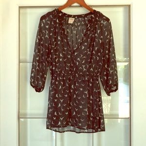 Green and white patterned tunic